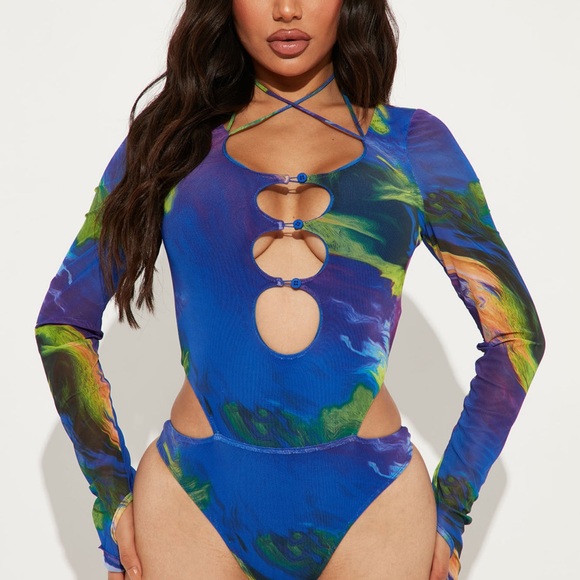 Blue mesh bodysuit - Picture 1 of 3
